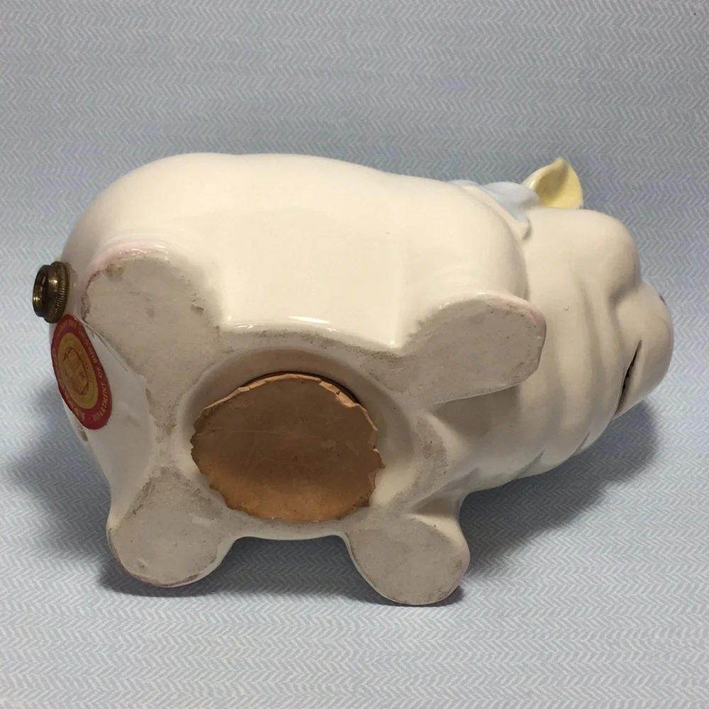 Vintage Smiling Pig Blue And Floral Design - Picture 10 of 15